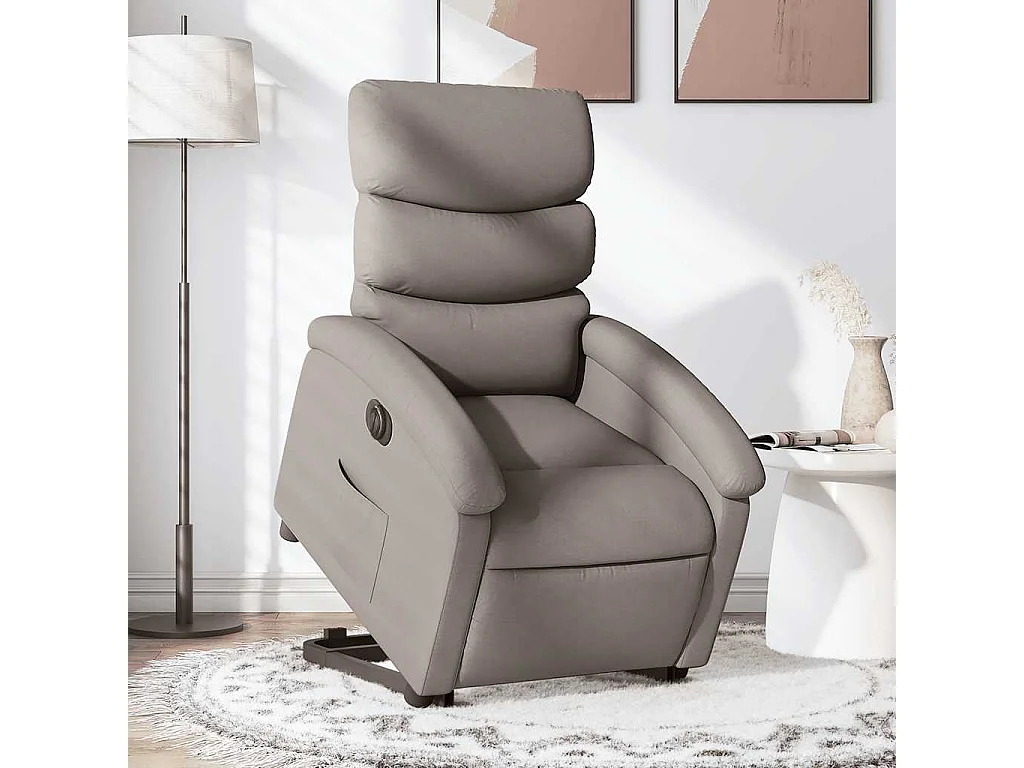 Relaxsessel mit Aufstehhilfe Elektrisch Taupe Stoff