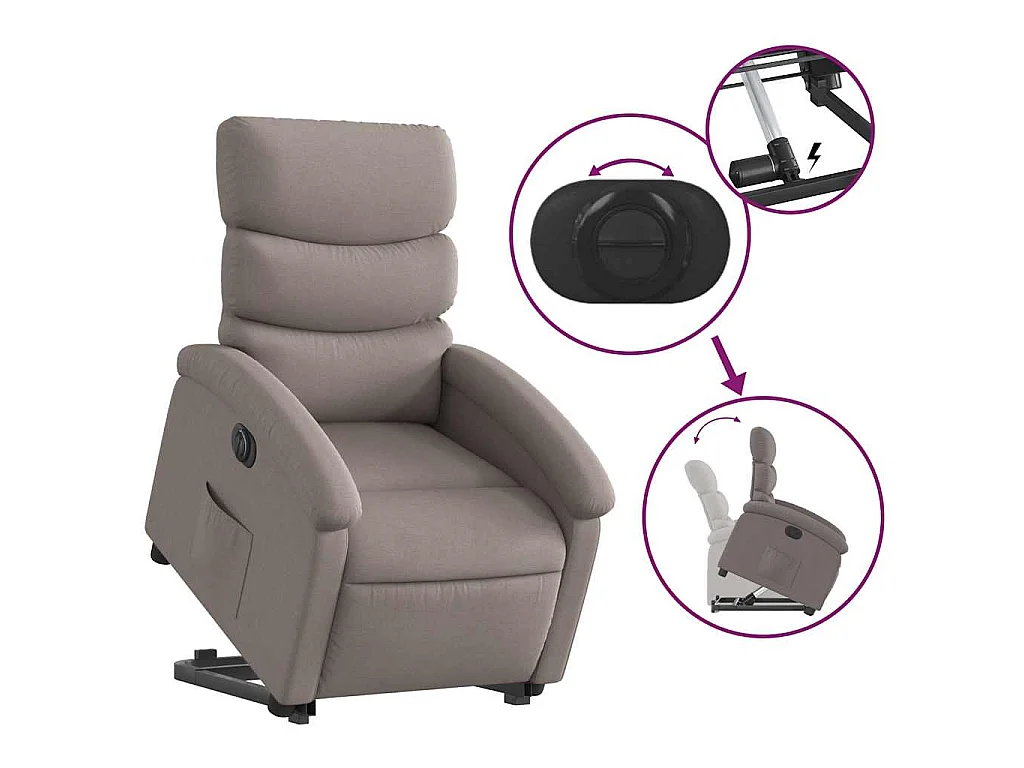 Relaxsessel mit Aufstehhilfe Elektrisch Taupe Stoff