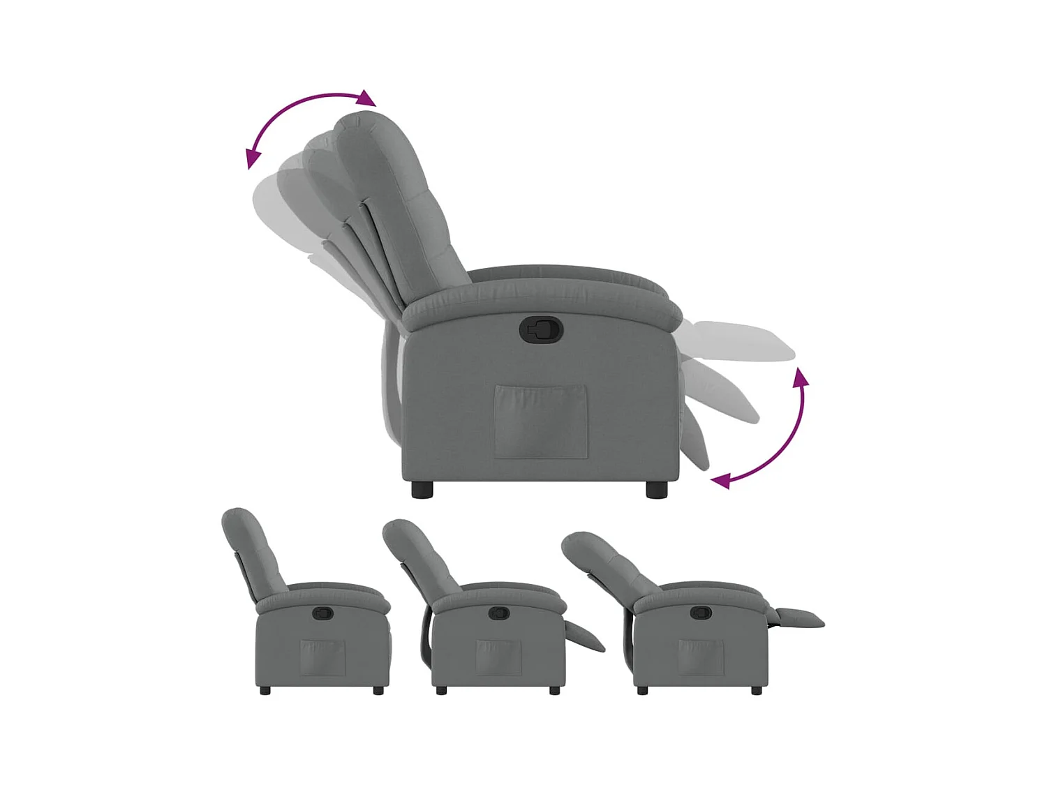 Fauteuil inclinable en tissu gris foncé