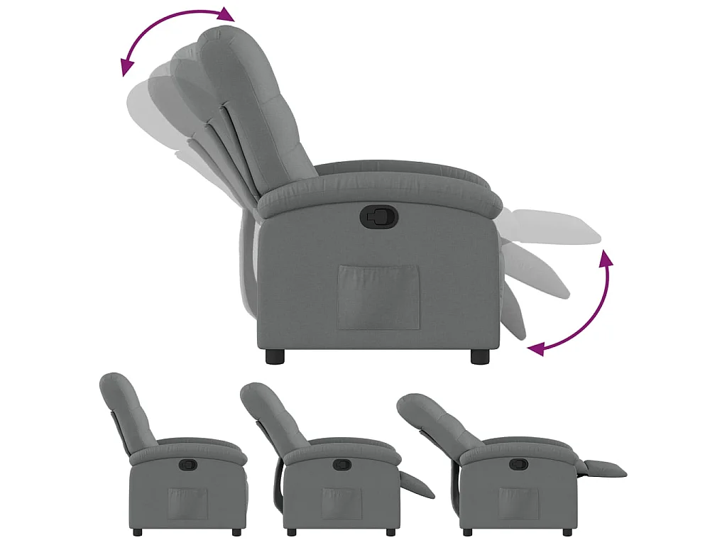 Fauteuil inclinable en tissu gris foncé