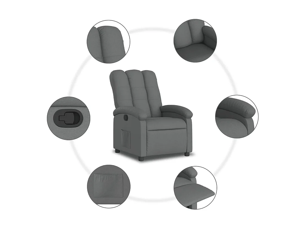 Fauteuil inclinable en tissu gris foncé