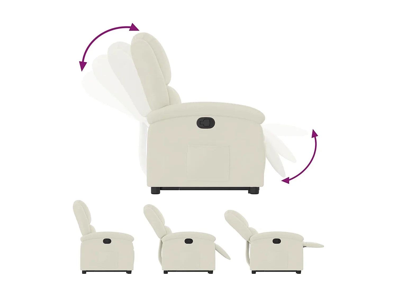 Fauteuil inclinable Crème Velours