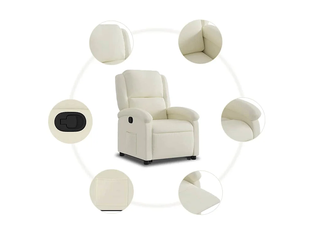 Fauteuil inclinable Crème Velours