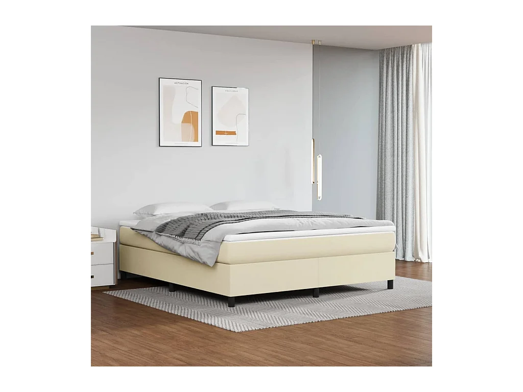 Bettgestell Creme 160x200 cm Kunstleder