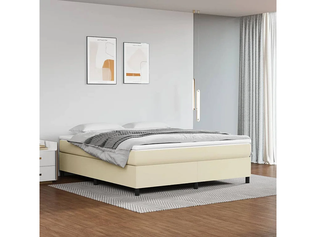 Struttura Letto a Rete a Molle Crema 160x200 cm in Similpelle