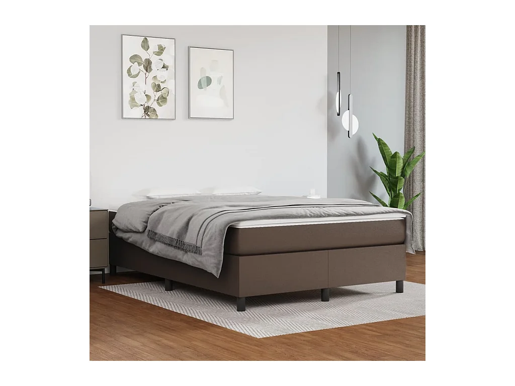 Cadre de lit sans matelas marron 140x190 cm similicuir