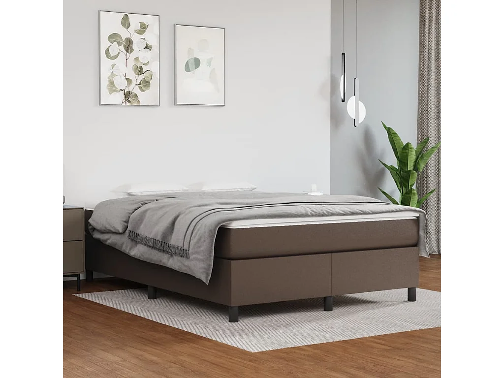 Boxspring bed kunstleer bruin 140x190 cm