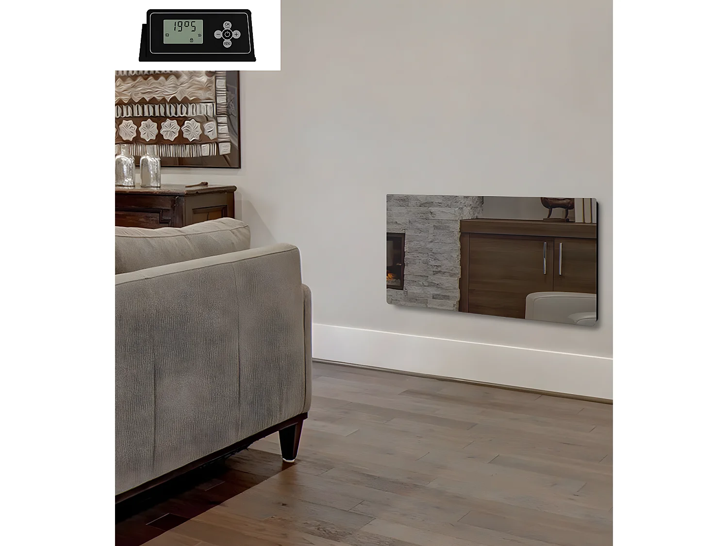 Radiateur Panneau rayonnant LCD Aluminium Miroir 2000W KLAAS