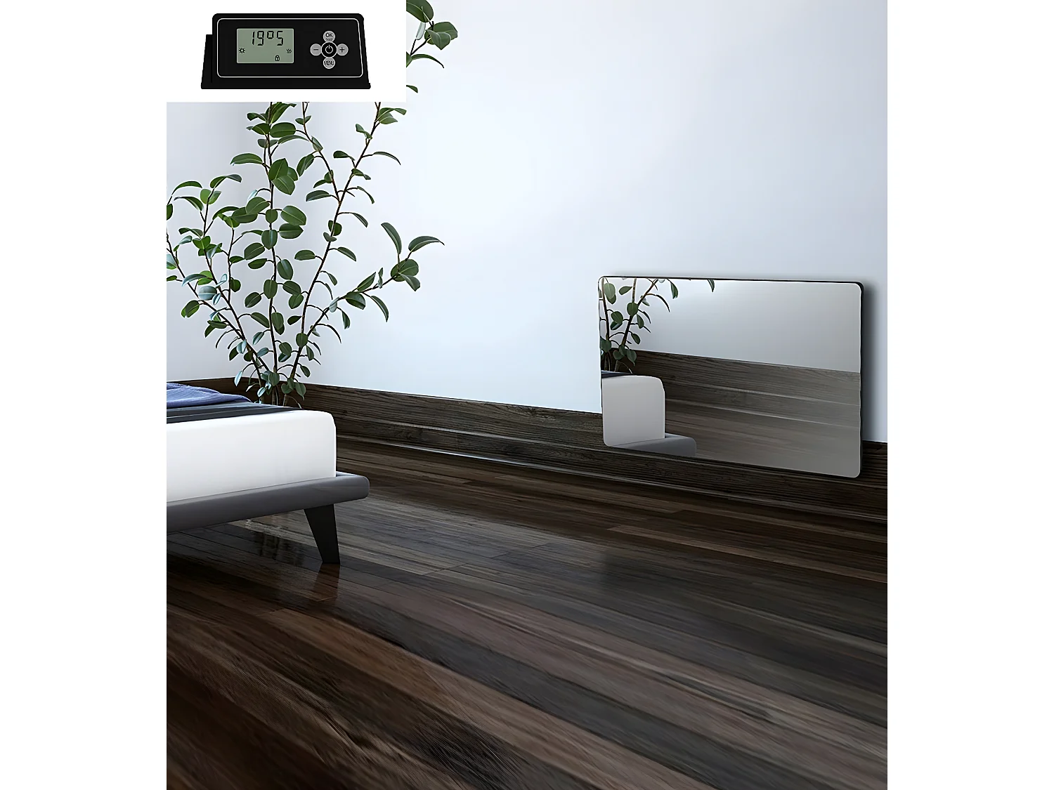 Radiateur Panneau rayonnant LCD Aluminium Miroir 1500W KLAAS