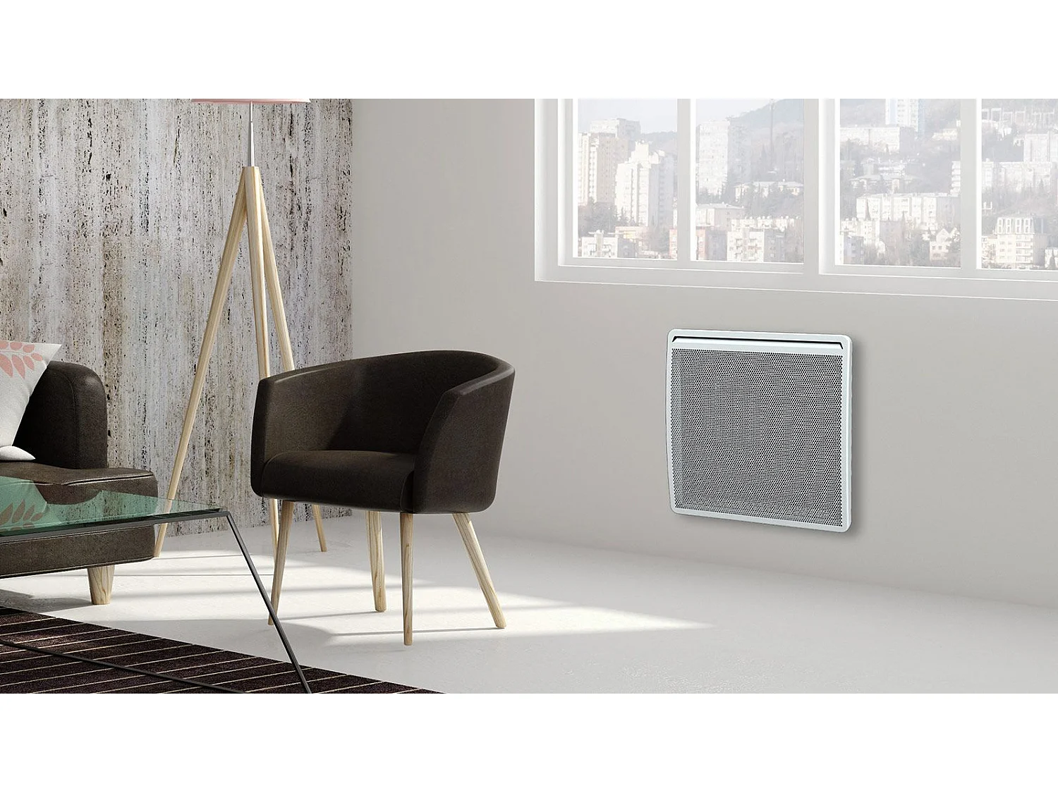 Radiateur Panneau rayonnant Compact LCD Aluminium Blanc 1000W SMART