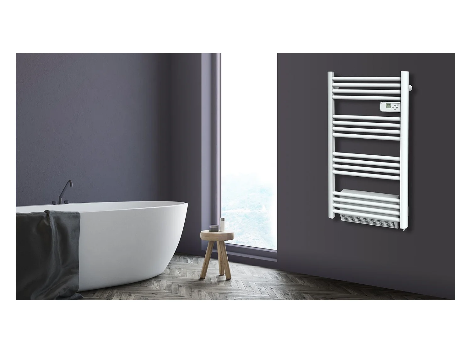 Sèche-serviettes avec Soufflerie LCD Sans fluide Blanc 1500W SATURNE