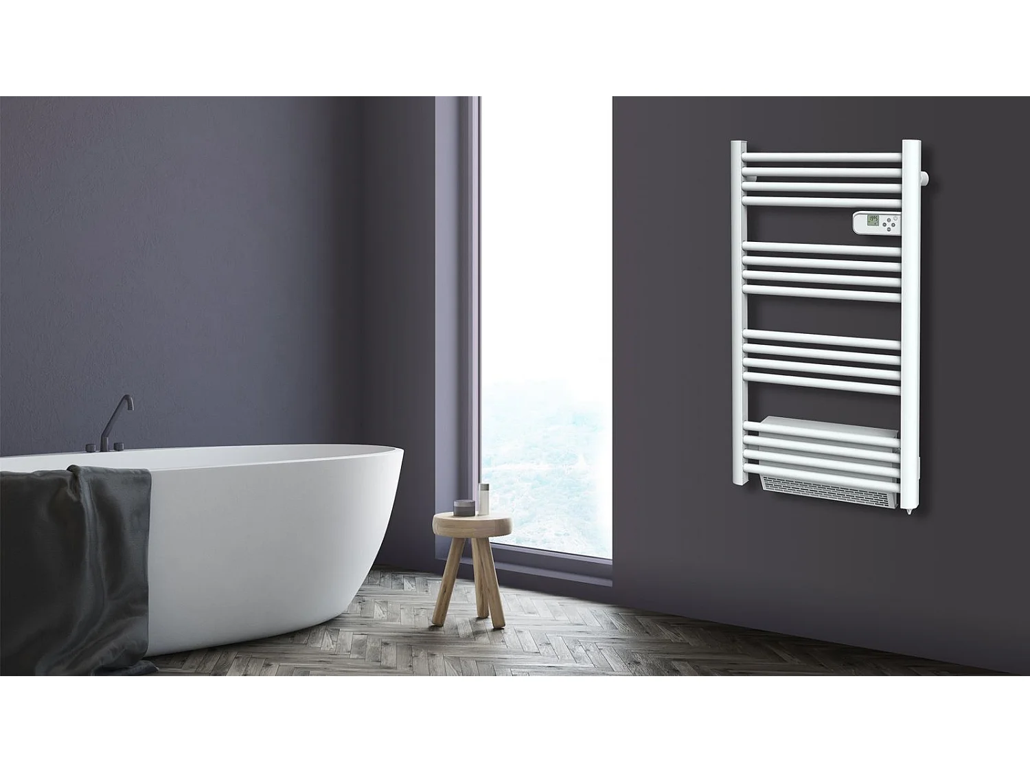 Sèche-serviettes avec Soufflerie LCD Sans fluide Blanc 1500W SATURNE