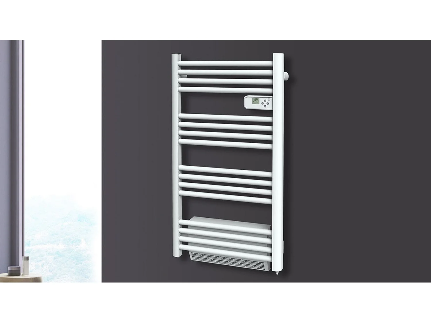 Sèche-serviettes avec Soufflerie LCD Sans fluide Blanc 1500W SATURNE