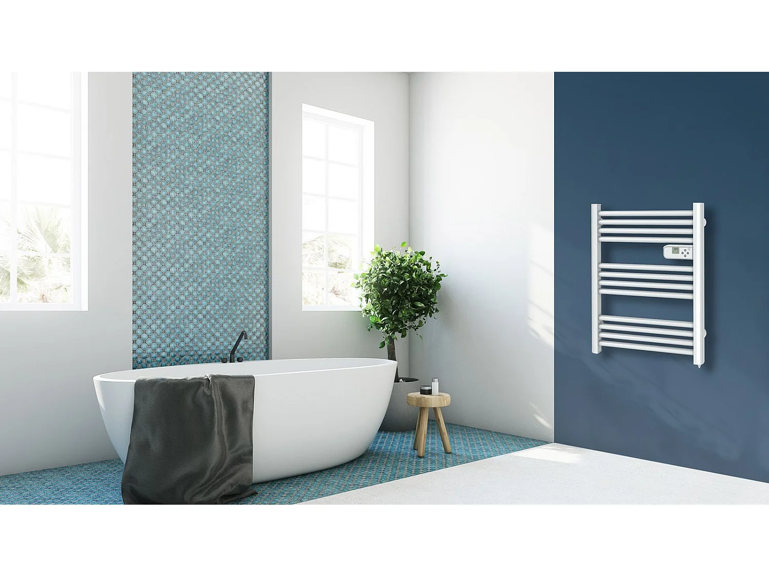 Sèche-serviettes LCD Sans fluide Blanc 500W COMPACT