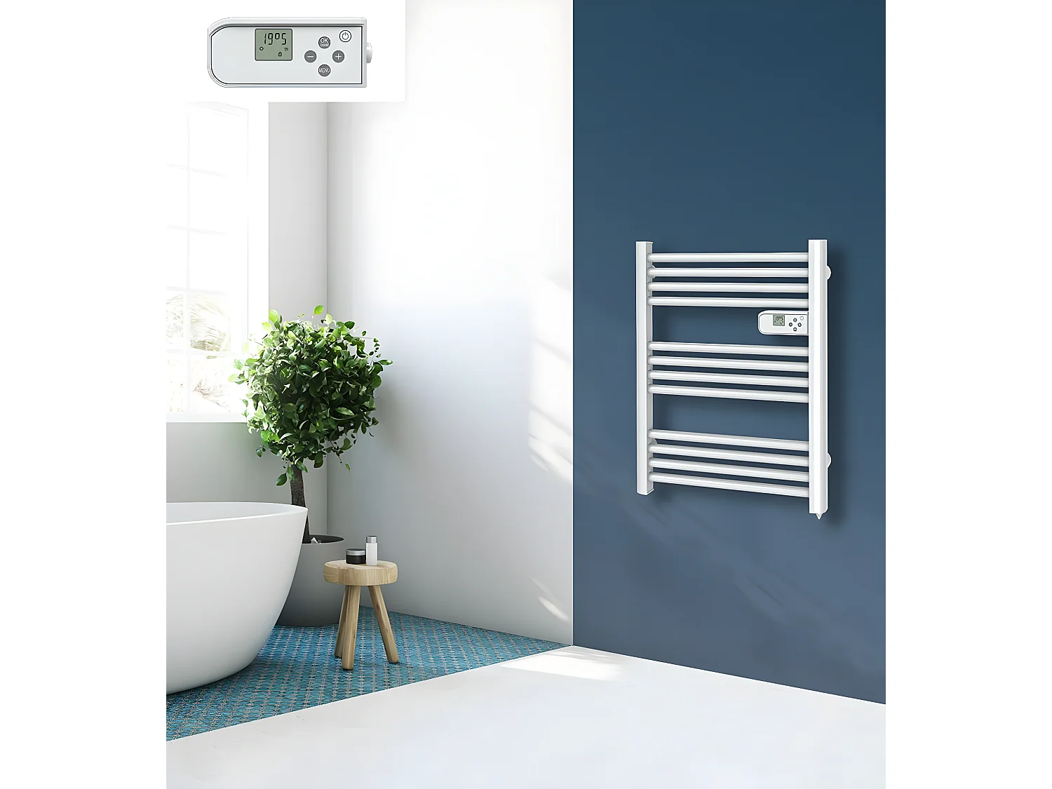 Sèche-serviettes LCD Sans fluide Blanc 500W COMPACT