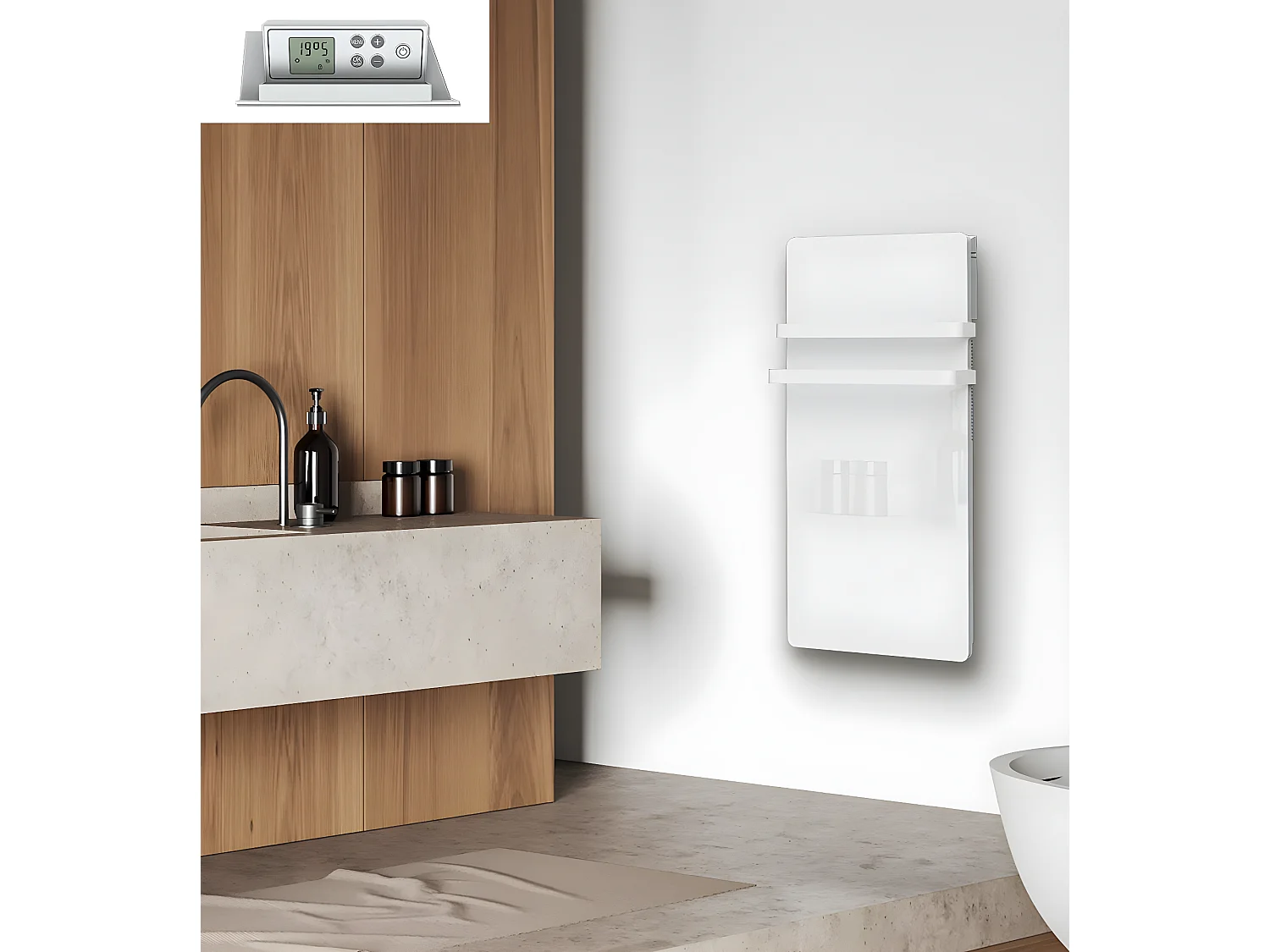 Sèche-serviettes LCD Sans fluide Blanc 1000W SILAM