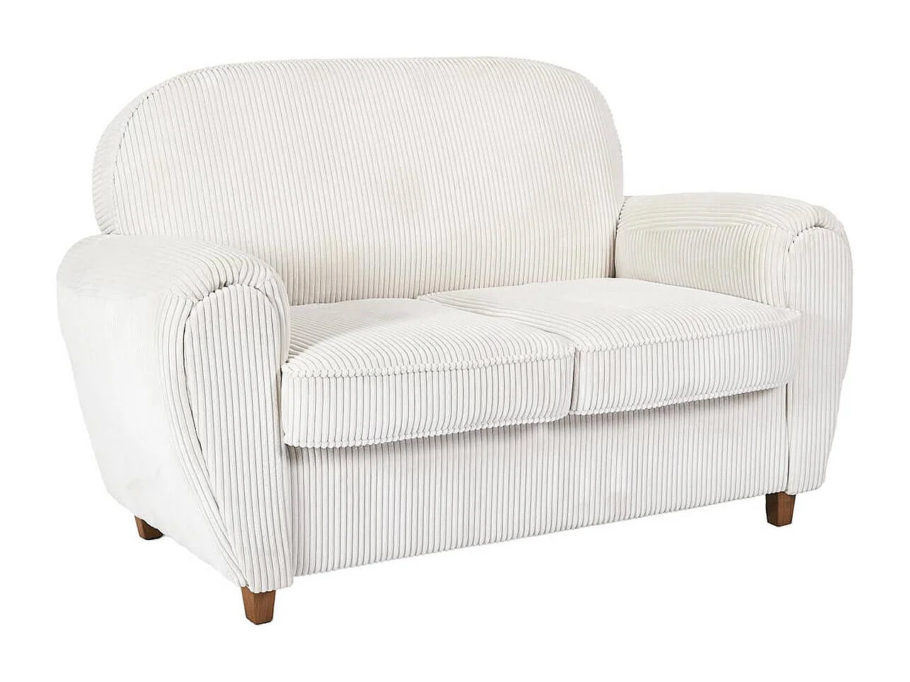 GANDY - Canapé Club 2 Places Tissu Velours Côtelé Beige