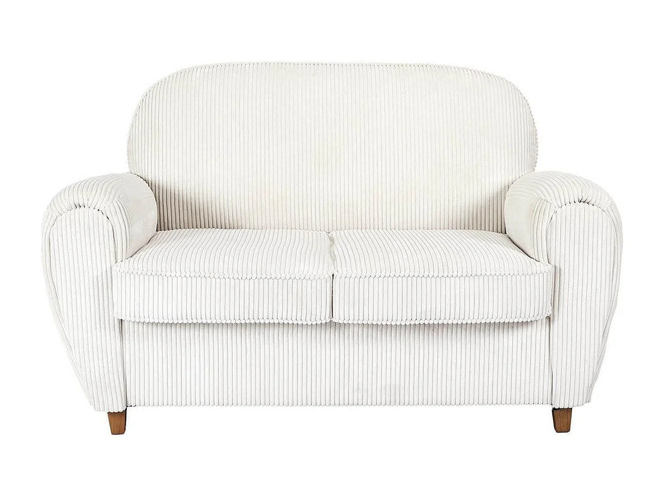 GANDY - Canapé Club 2 Places Tissu Velours Côtelé Beige