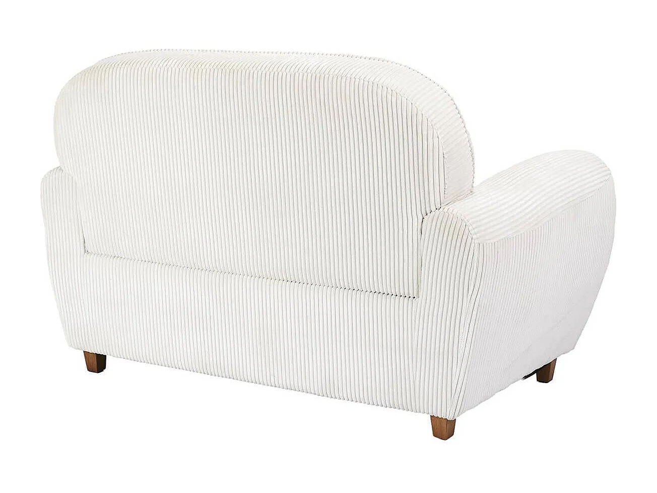 GANDY - Canapé Club 2 Places Tissu Velours Côtelé Beige