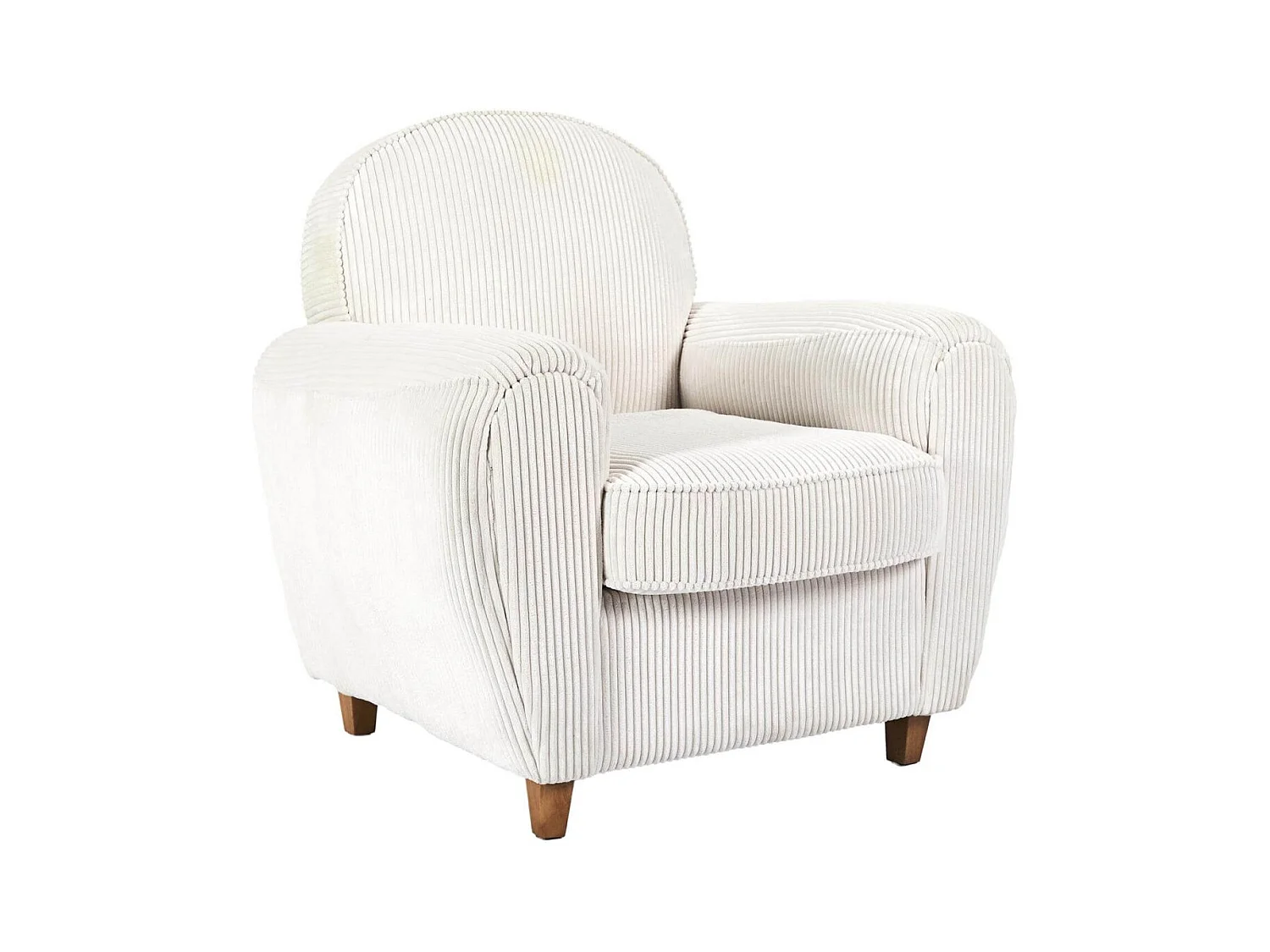 GANDY - Fauteuil Club Tissu Velours Côtelé Beige