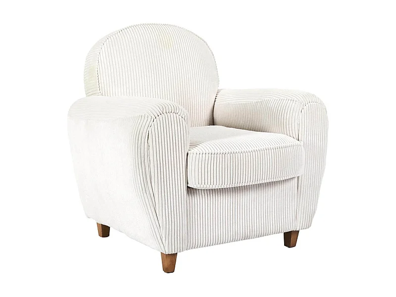GANDY - Fauteuil Club Tissu Velours Côtelé Beige