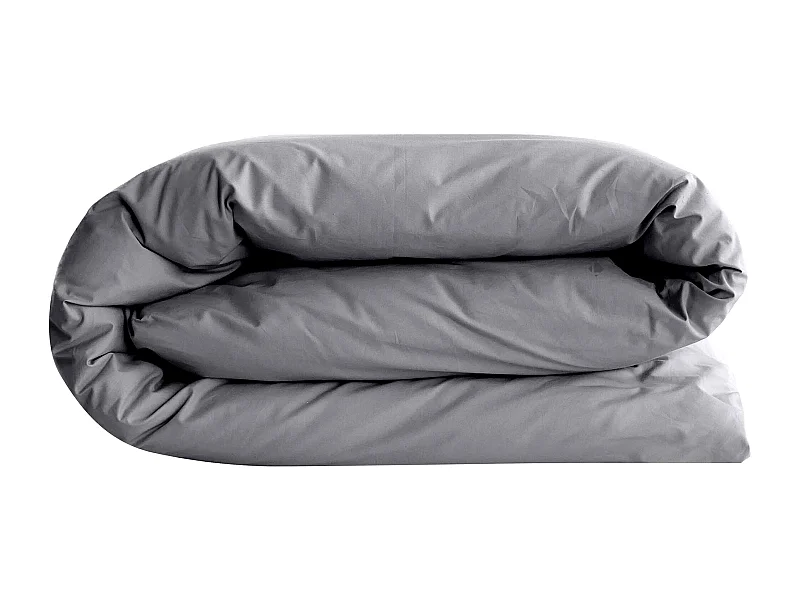 Housse de couette uni 140x200 cm percale de coton MANOIR gris Ardoise