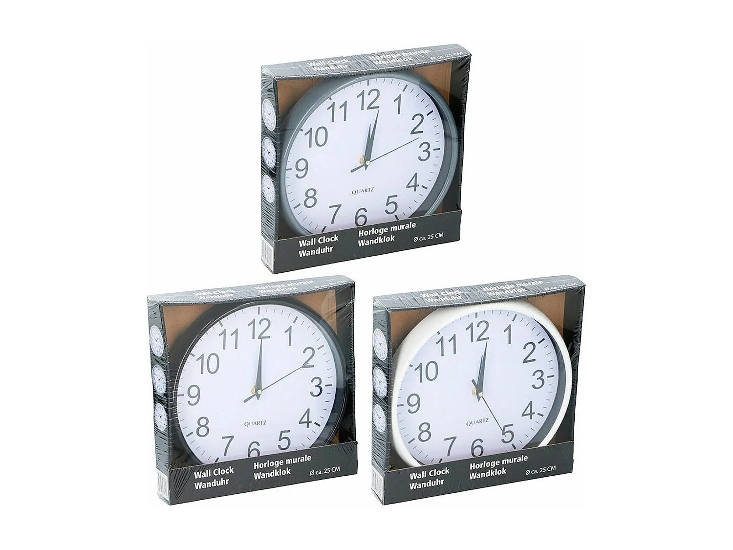 Horloge Murale 2ø5x3 Cm 3 Couelurs Assortis
