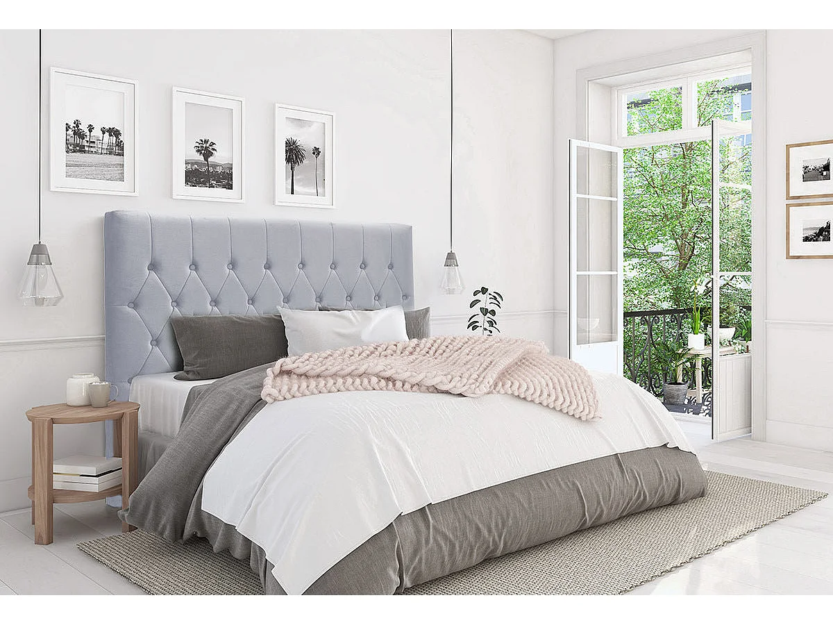 Cabecero de Cama Capitone en Terciopelo 150cm, Gris
