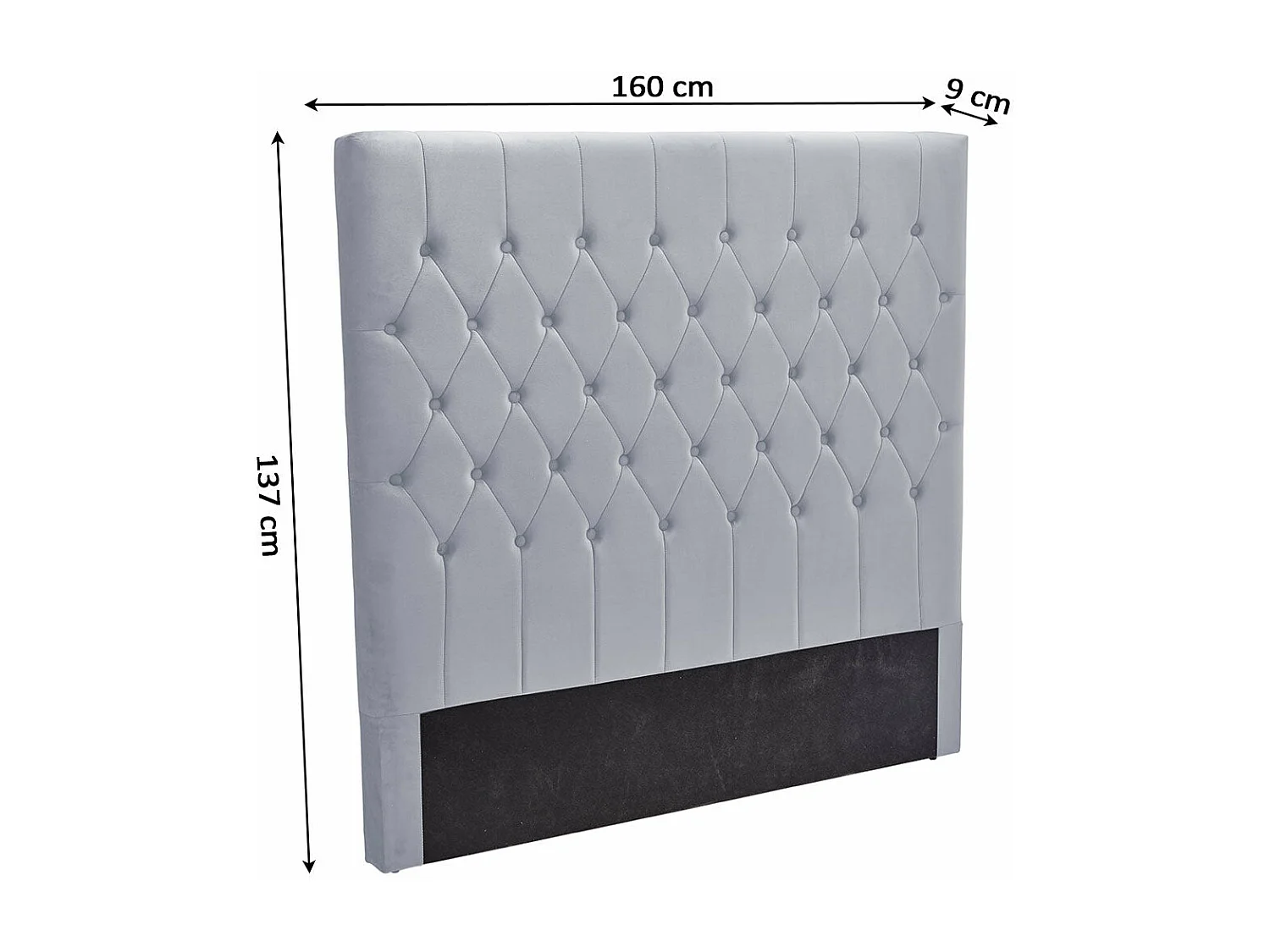 Cabecero de Cama Capitone en Terciopelo 150cm, Gris