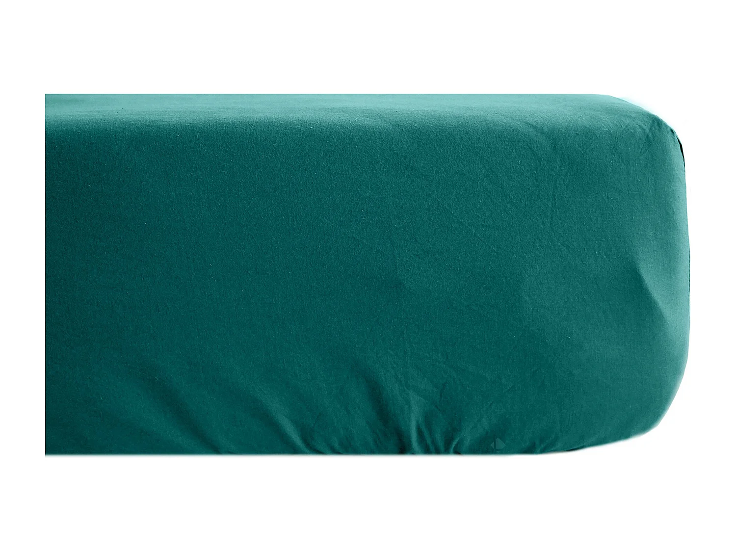 Drap housse uni 160x200 cm bonnet 35 cm percale de coton MANOIR vert Canard