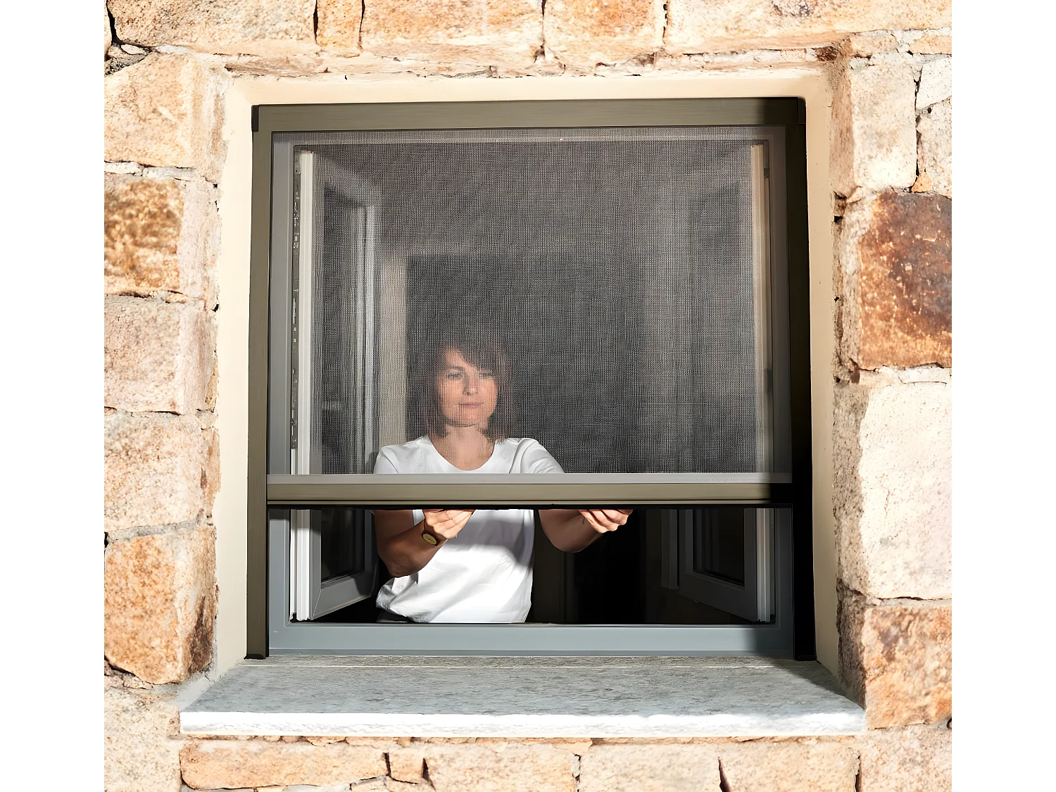 Store Moustiquaire Recoupable LUXE - L125 x H160cm - Bronze