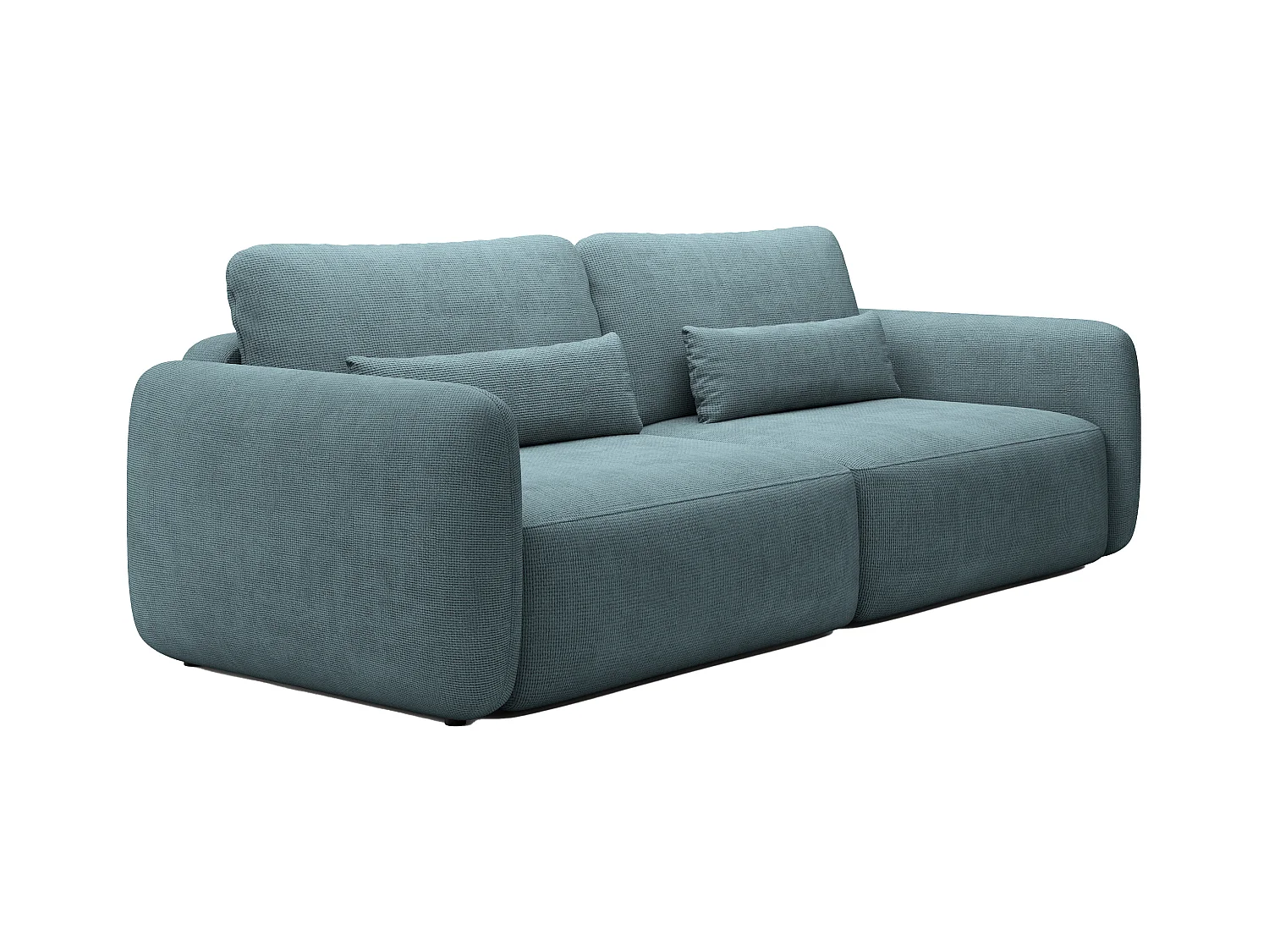 Canapé 3 places convertible en tissu texturé bleu VOPOZA