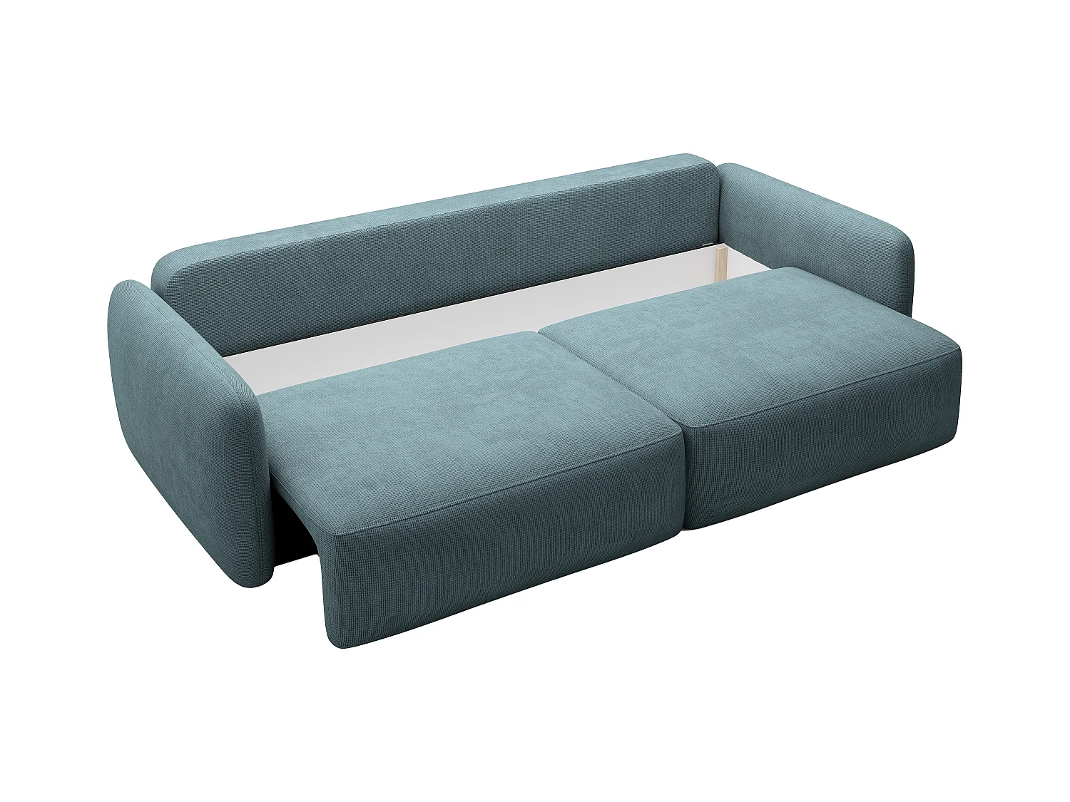 Canapé 3 places convertible en tissu texturé bleu VOPOZA