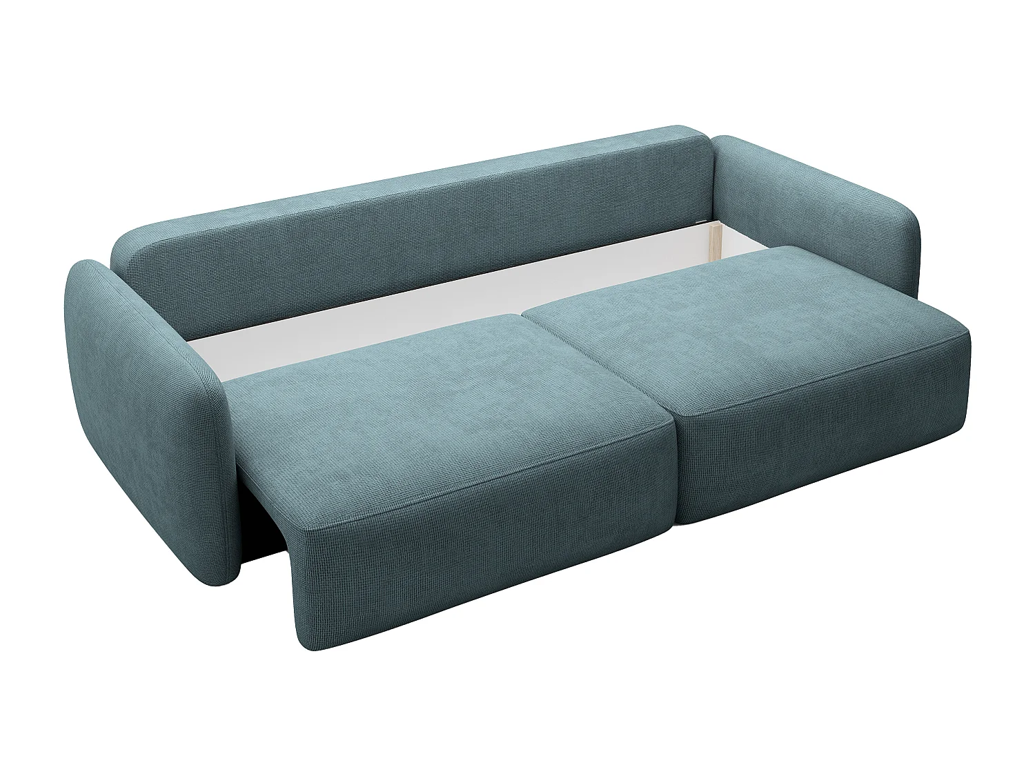 Canapé 3 places convertible en tissu texturé bleu VOPOZA