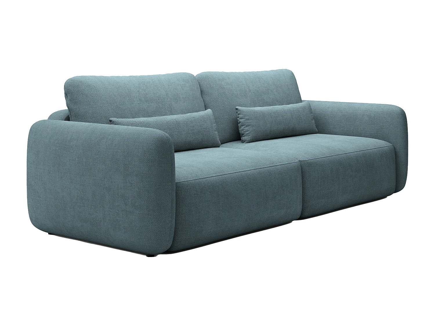 Canapé 3 places convertible en tissu texturé bleu VOPOZA