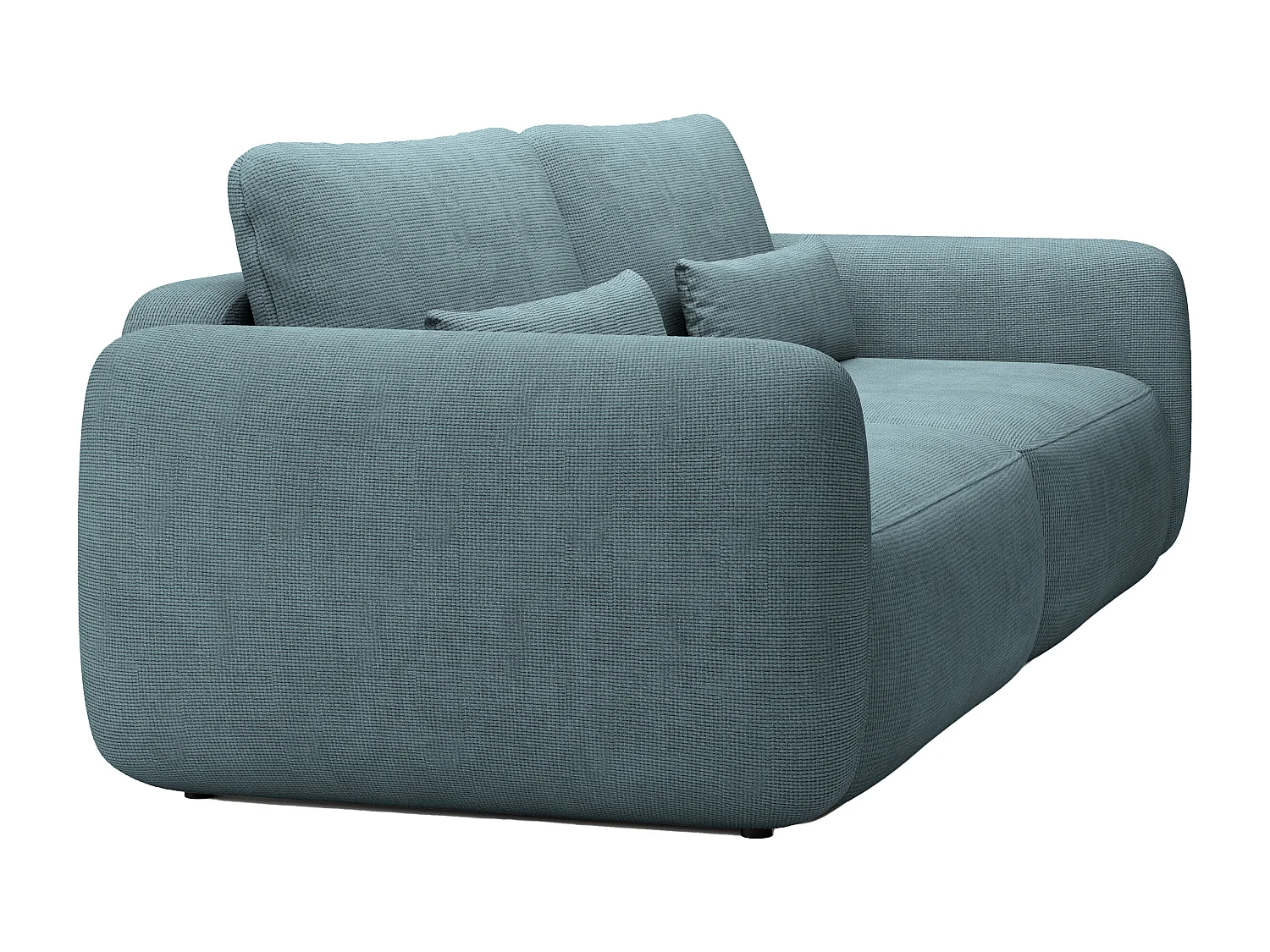 Canapé 3 places convertible en tissu texturé bleu VOPOZA