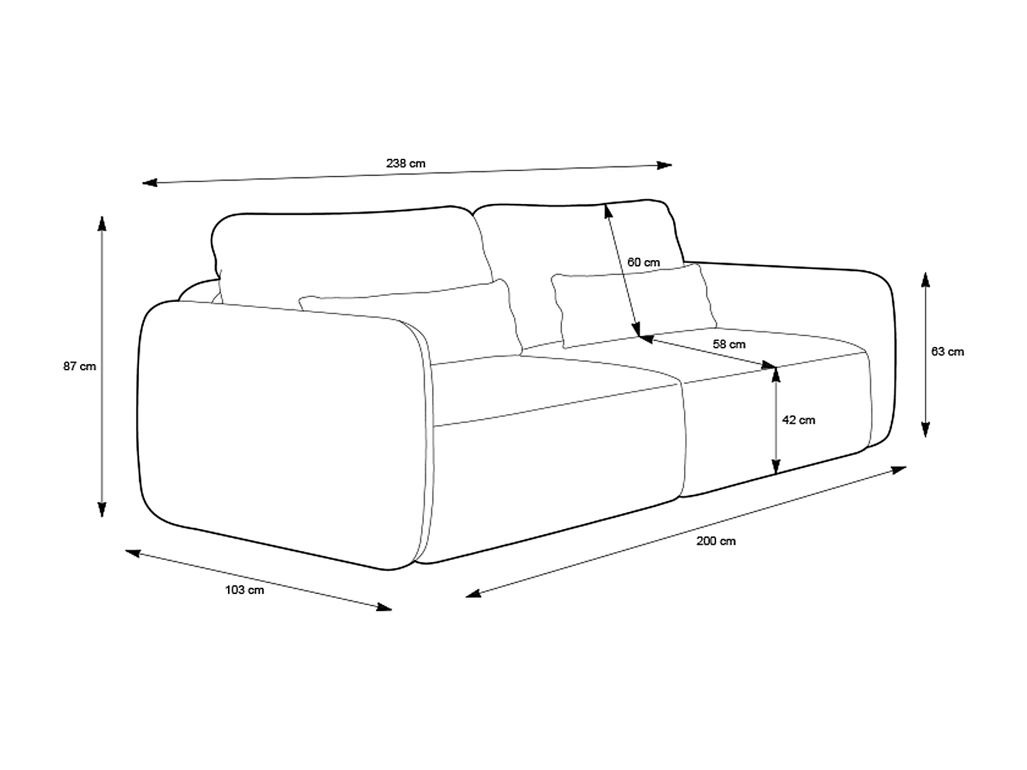 Canapé 3 places convertible en tissu texturé bleu VOPOZA