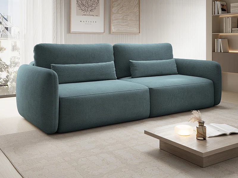 Divano letto 3 posti in Tessuto testurizzato Blu  - VOPOZA