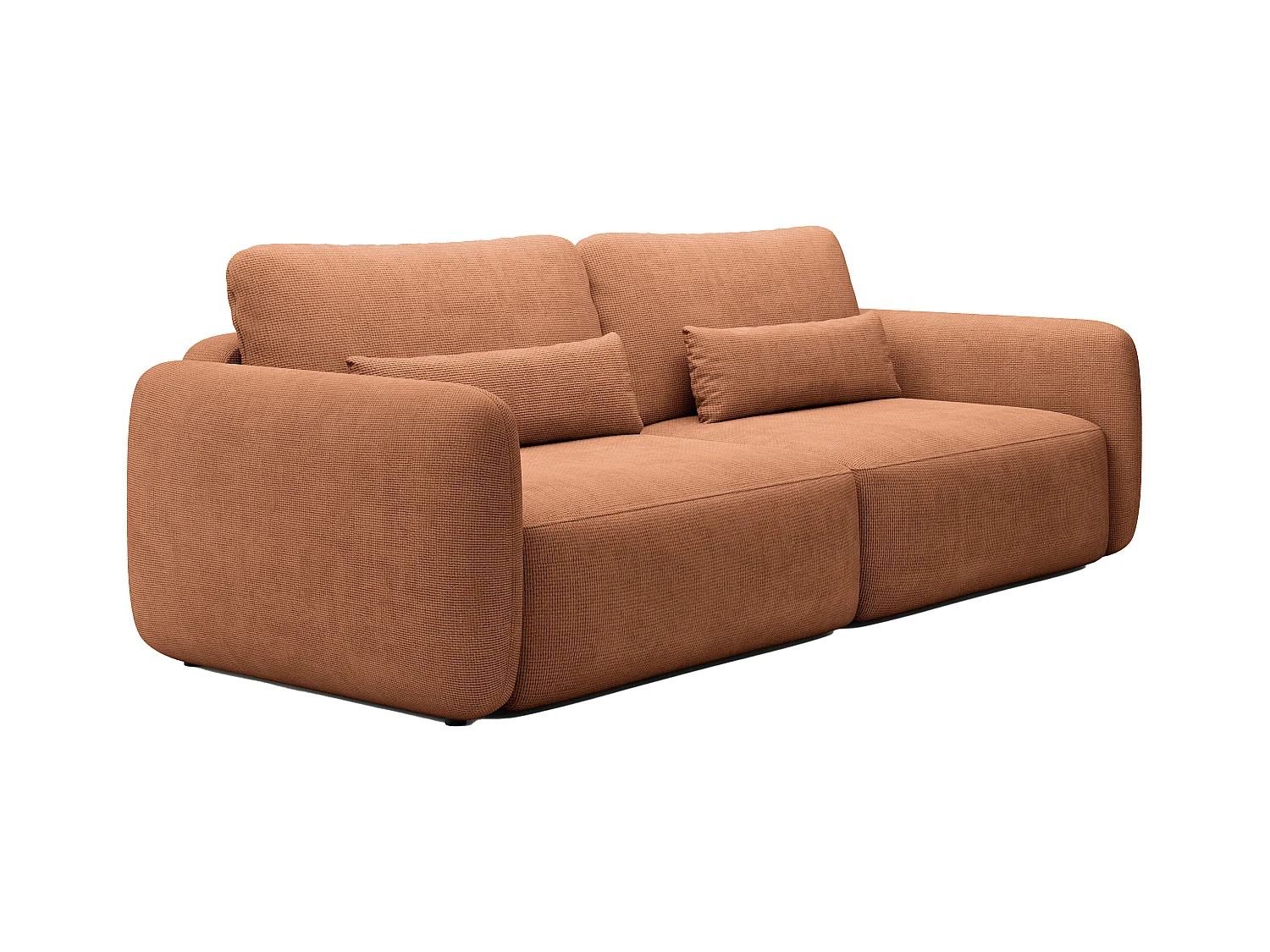 Sofa mit Schlaffunktion 3-Sitzer - Strukturstoff - Terracotta - VOPOZA