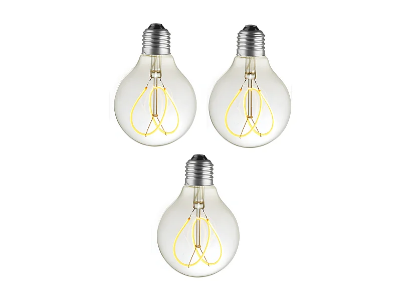 Pack 3 grandes ampoules E27 LED Déco filament Spirale Flower