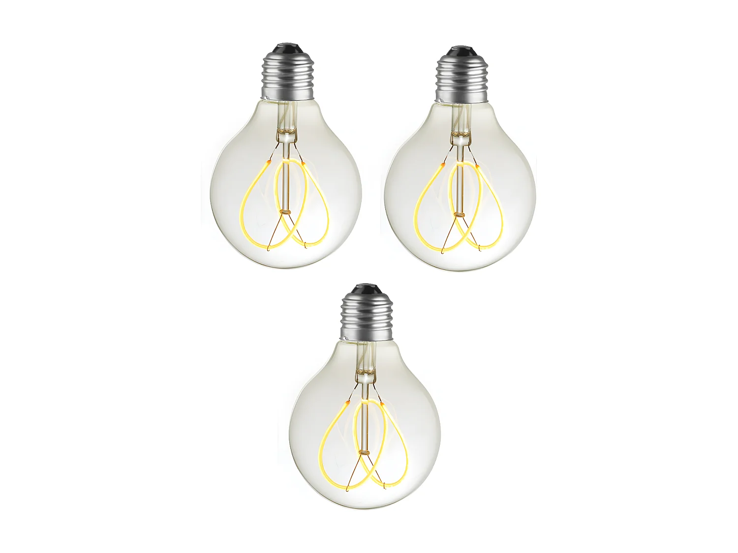 Pack 3 grandes ampoules E27 LED Déco filament Spirale Flower