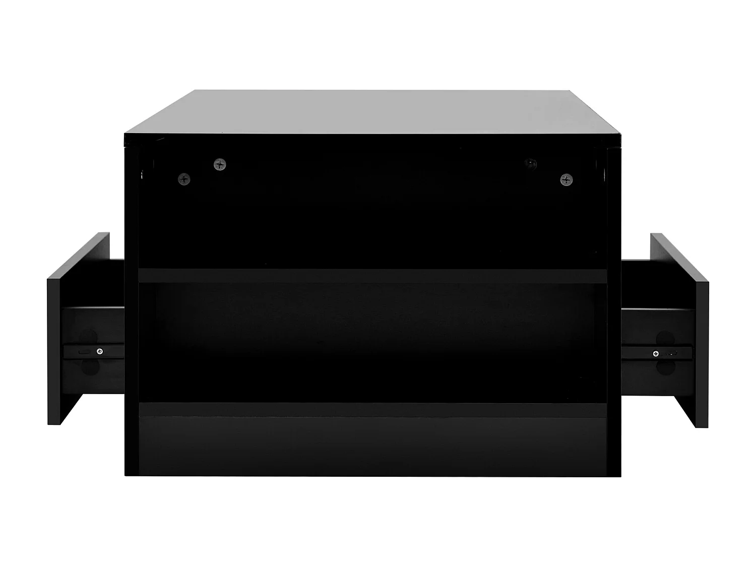 Witte salontafel met LED-strip - 2 lades en 2 planken - Scandinavische stijl - Glanzend zwart - 95 x 53 x 37 cm