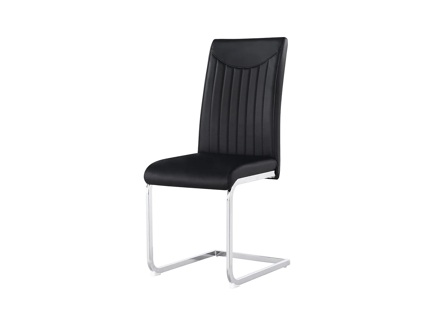 Set van 4 sledestoelen, verchroomd metalen frame, max. belasting 150 kg, PU kunstlederen stof, 41x41x90cm, zwart
