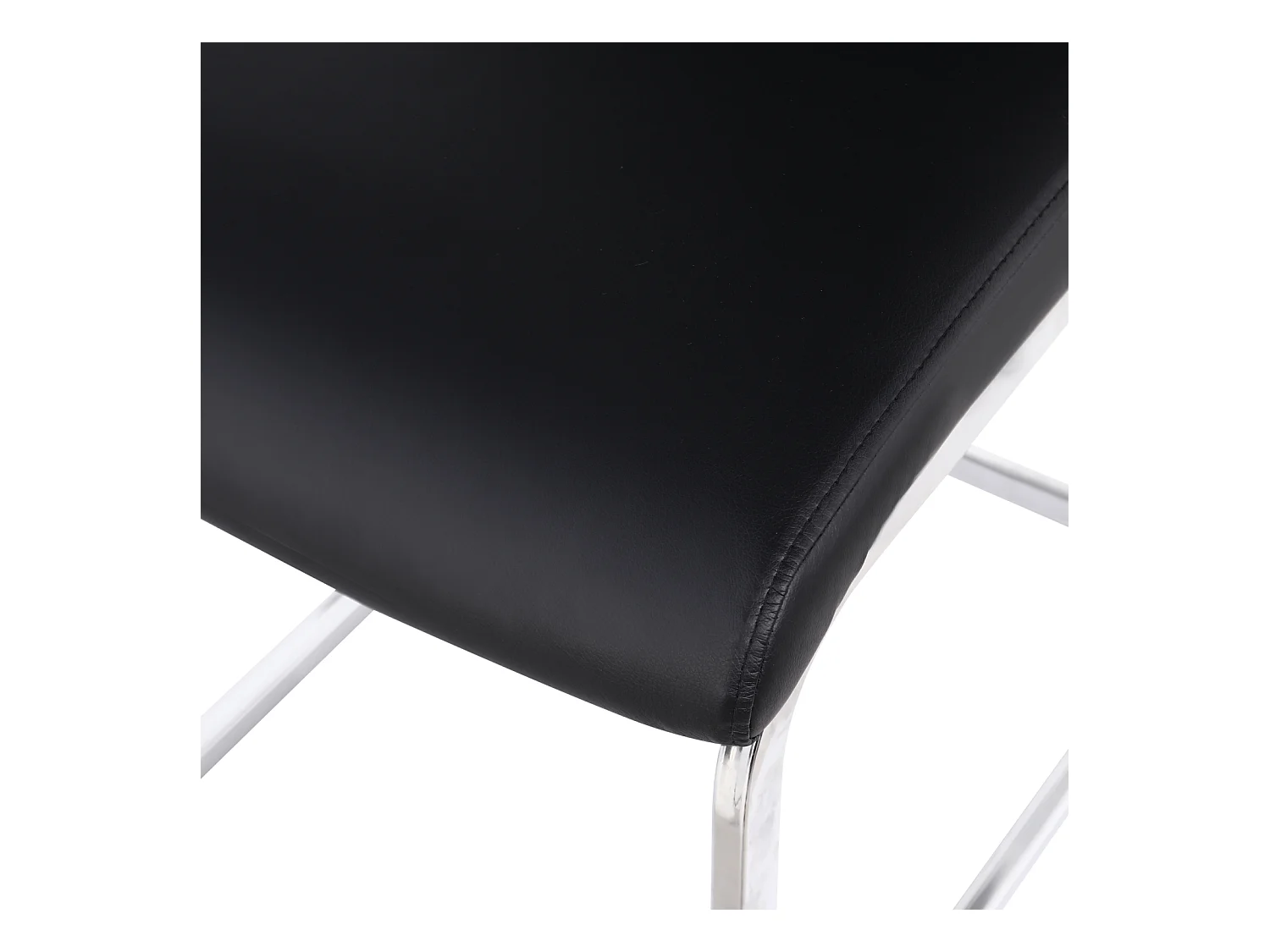 Set van 4 sledestoelen, verchroomd metalen frame, max. belasting 150 kg, PU kunstlederen stof, 41x41x90cm, zwart