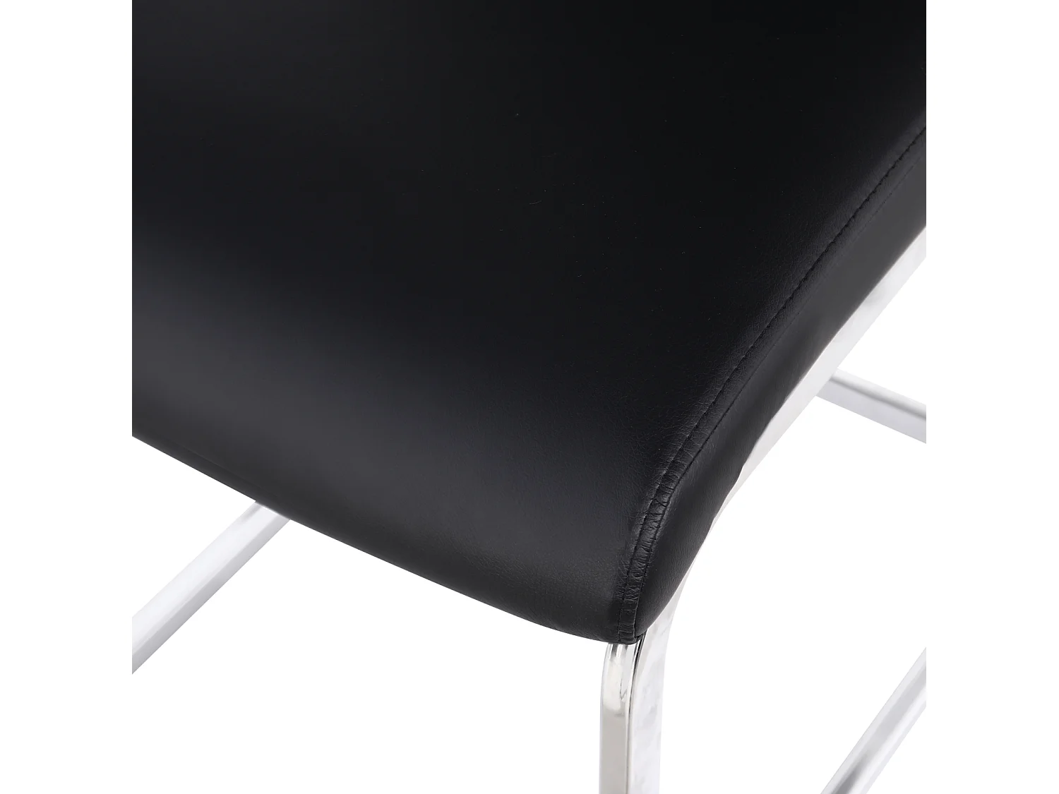 Set van 4 sledestoelen, verchroomd metalen frame, max. belasting 150 kg, PU kunstlederen stof, 41x41x90cm, zwart