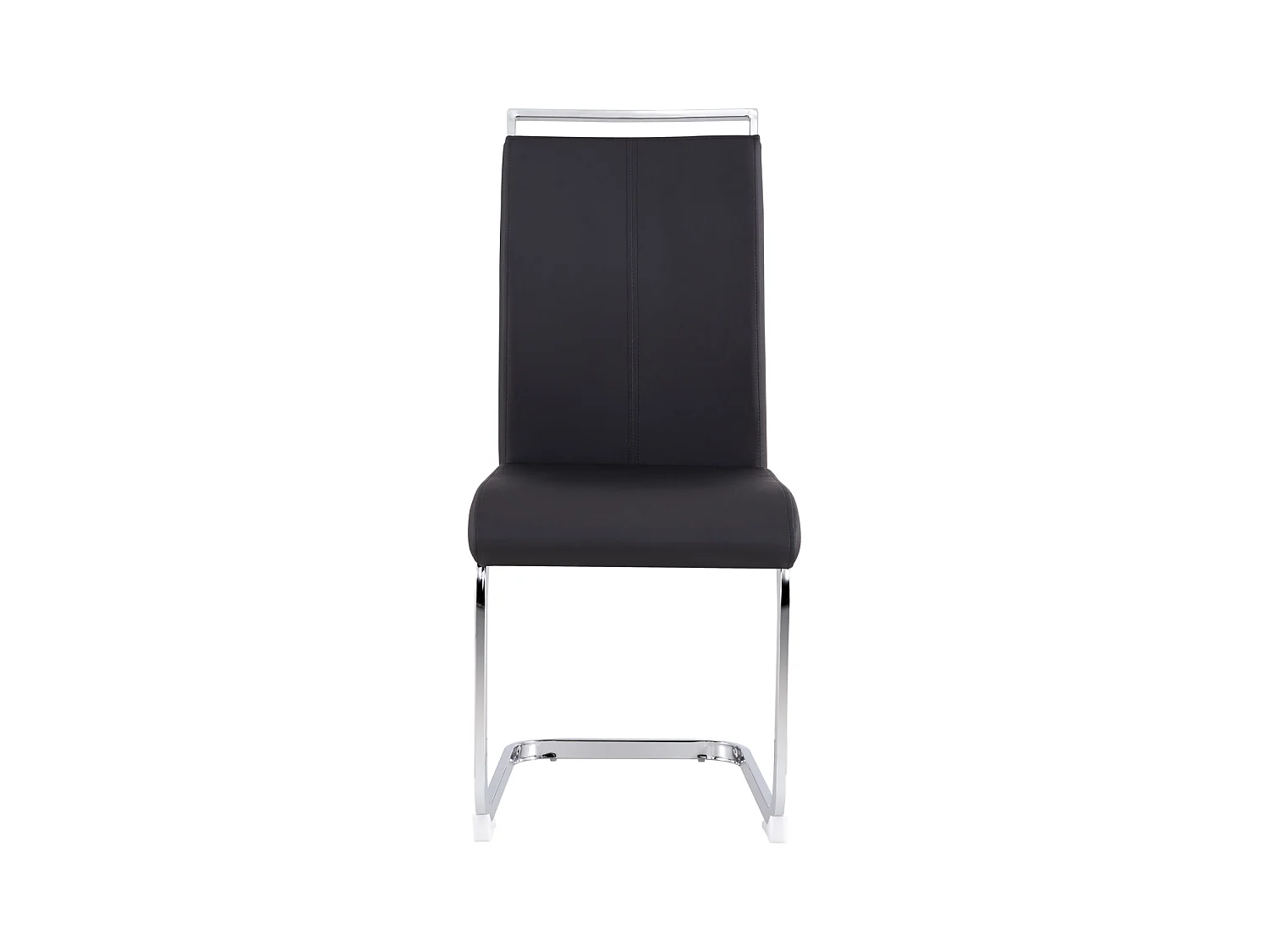 Chaise à piétement luge Lot de 4 - Piétement en métal chromé Pouvant supporter jusqu'à 120 kg Rembourrage souple avec housse en similicuir - Noir