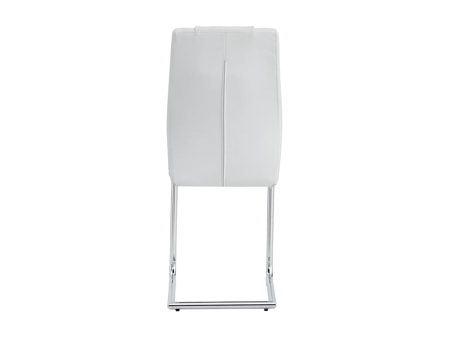 Juego de 4 sillas patín, respaldo con diseño de rombos, estructura de metal cromado, carga máxima 150 kg, tapizado en símil piel, 40x40x96,5cm, color blanco