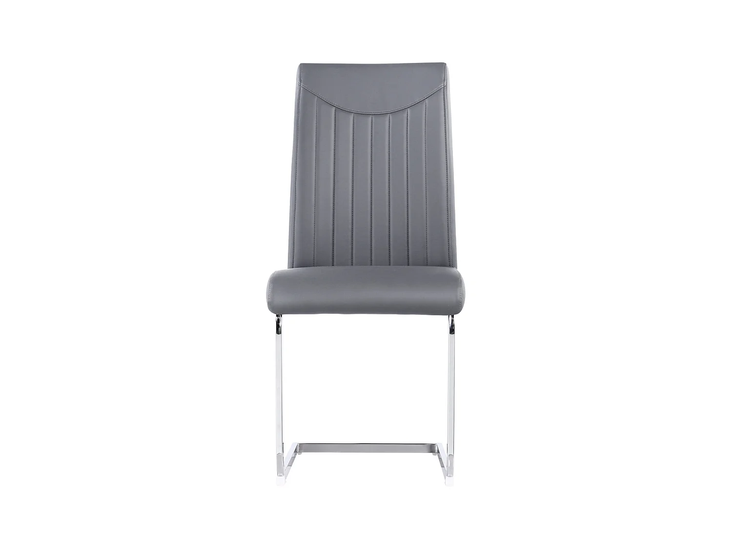 Lot de 4 chaise de piétement luge, structure en métal chromé, charge max 150 kg, tissu en cuir artificiel PU, 41x41x90cm, gris