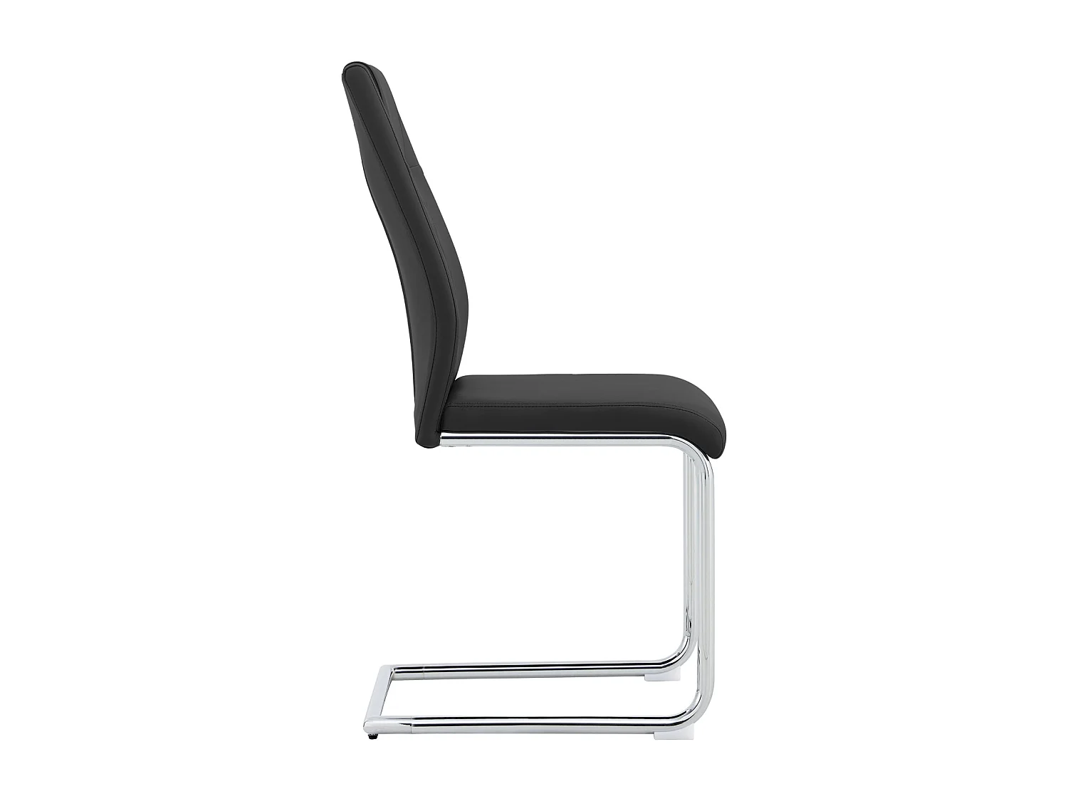 Set van 4 sledestoelstoelen, rugleuning met ruitmotief, verchroomd metalen frame, max. belasting 150 kg, bekleding van imitatieleer, 40x40x96,5 cm, zwart