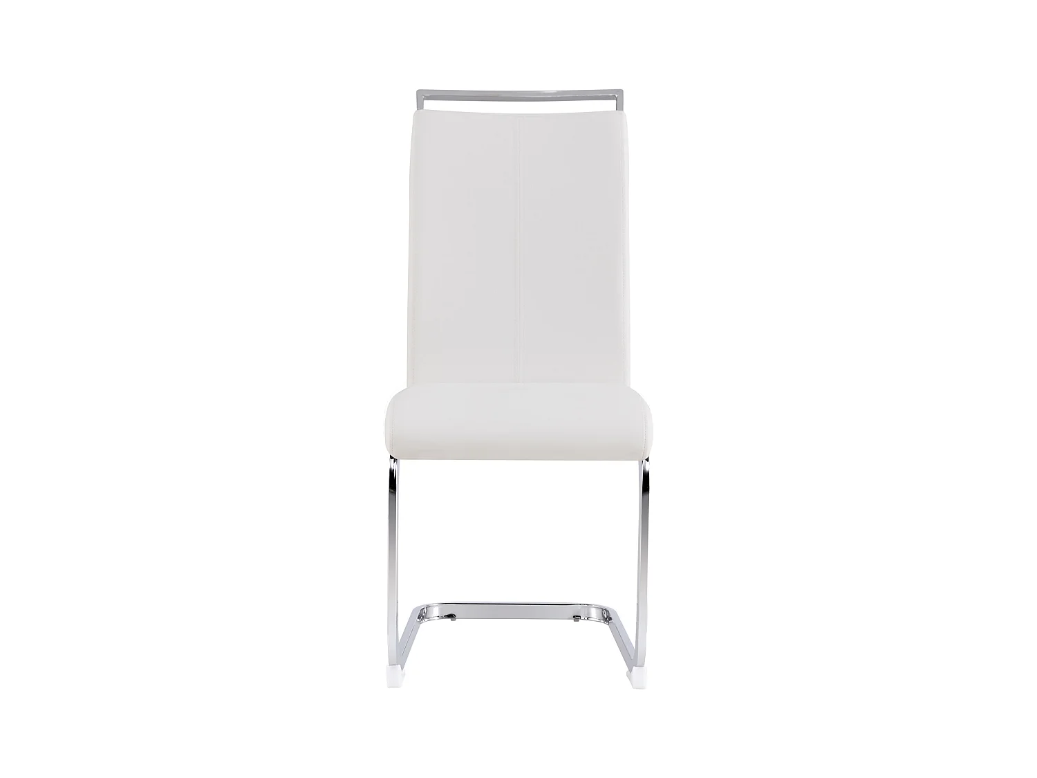 Chaise à piétement luge Lot de 4 - Piétement en métal chromé Pouvant supporter jusqu'à 120 kg Rembourrage souple avec housse en similicuir - Blanc